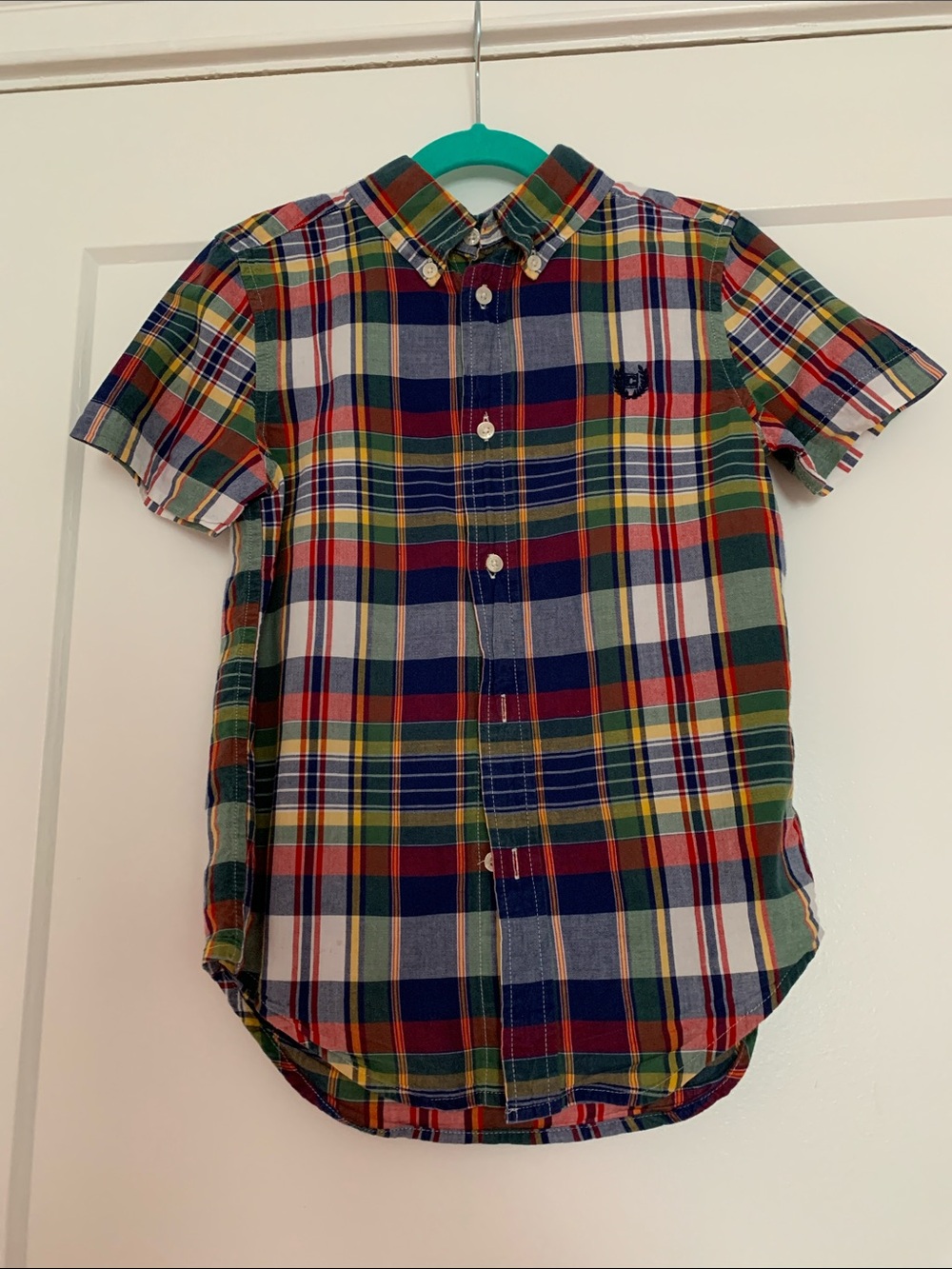 Boys Multicolor Plaid Short-Sleeve Button-Down Shirt